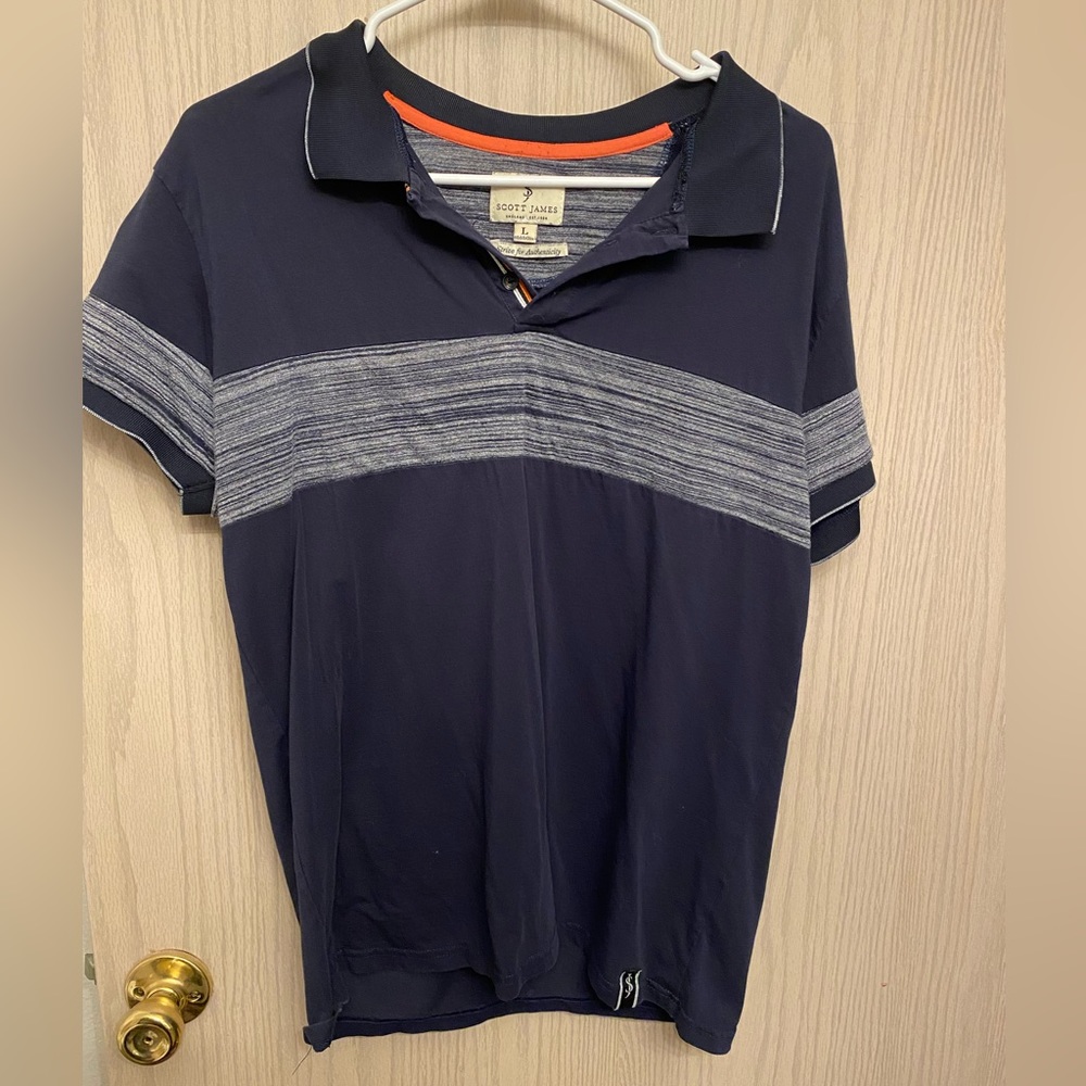 L navy blue Mens Scott James Polo Shirt Midnight Blue
Short Sleeve Knit Golf